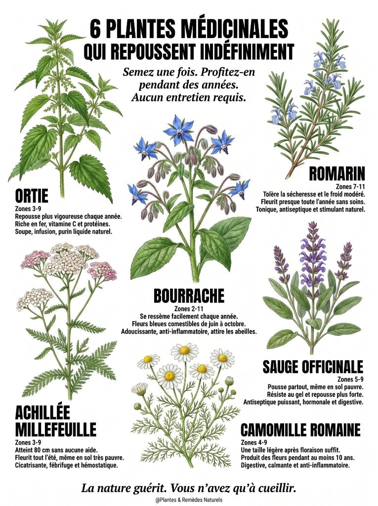 6 Plantes Médicinales qui Repoussent Indéfiniment dans Votre Jardin
