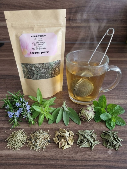 Infusion Détox Pure – sachet kraft avec romarin, verveine, menthe, artichaut et sauge