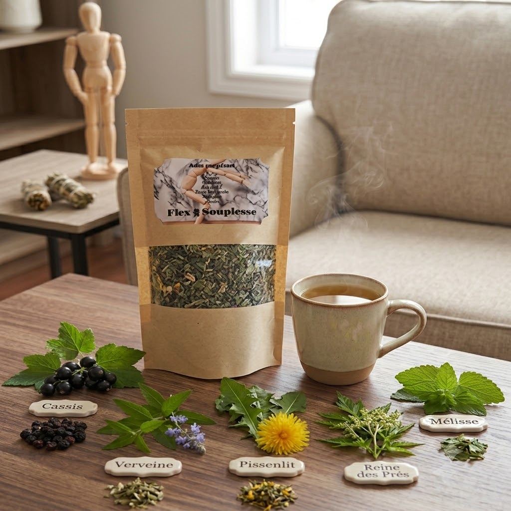 Infusion Flex & Souplesse – sachet kraft avec cassis, verveine, pissenlit, reine des prés et mélisse
